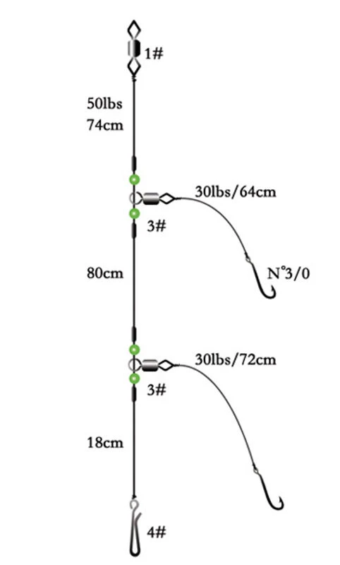 Greys Boat Flapper Rig 2 Hook 3/0 (1 Up & 1 Down)